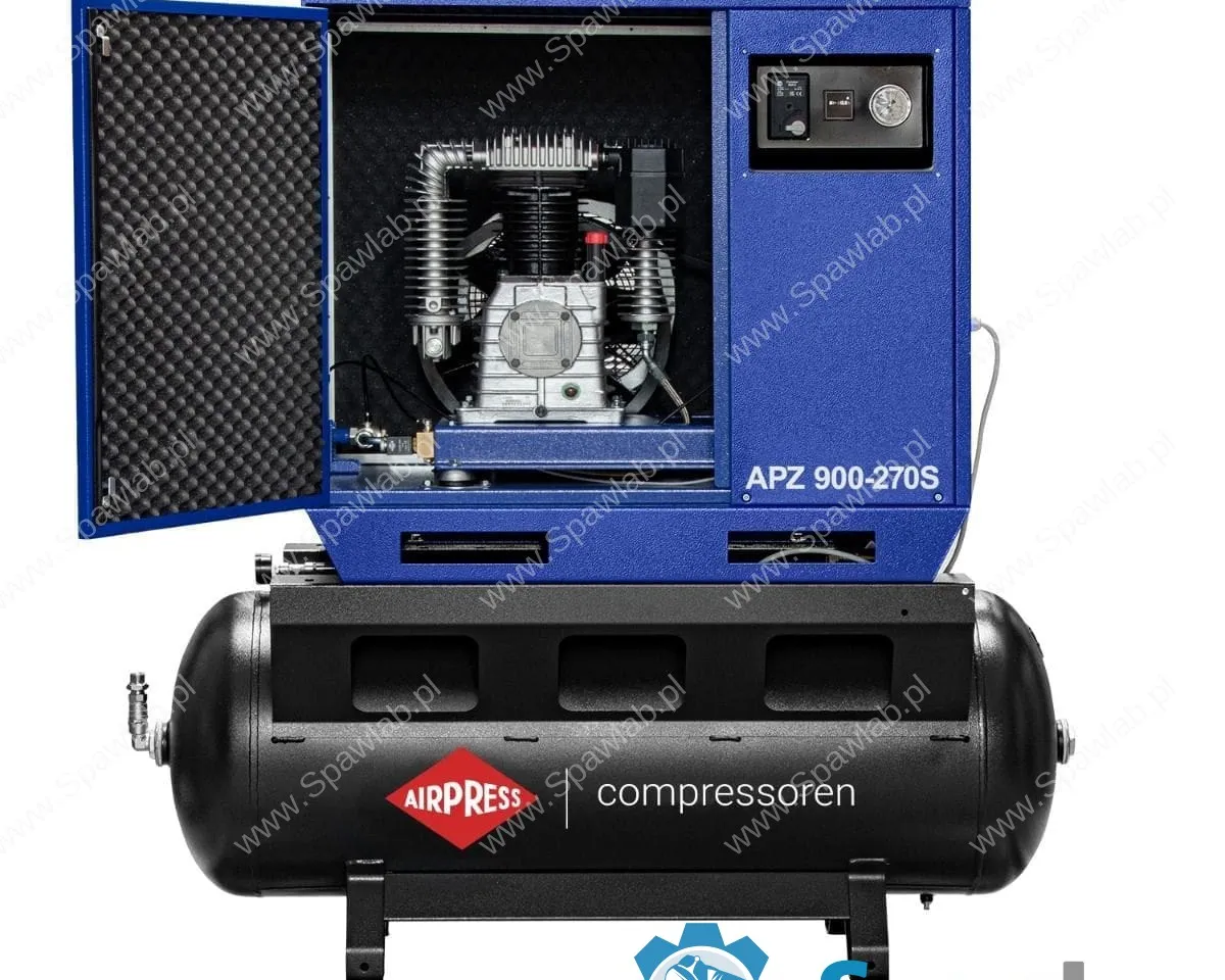 Airpress Cichy kompresor dwutłokowy APZ 900-270S 10 bar 7.5 KM/5.5 kW 611 l/min 270 l - połączenie gwiazda-trójkąt, zdjęcie 2