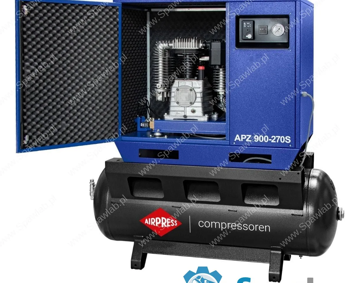 Airpress Cichy kompresor dwutłokowy APZ 900-270S 10 bar 7.5 KM/5.5 kW 611 l/min 270 l - połączenie gwiazda-trójkąt, zdjęcie 3