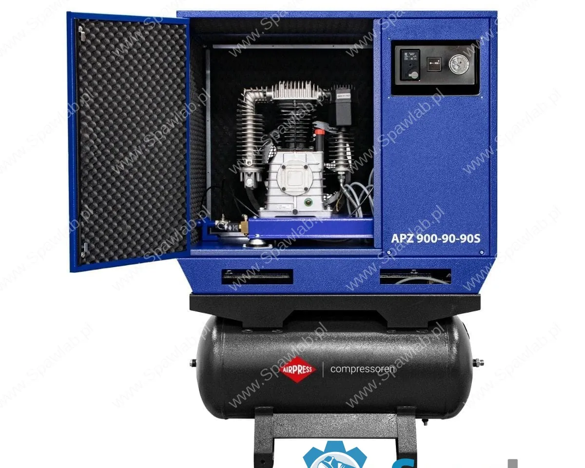 Airpress Cichy kompresor dwutłokowy APZ 900-90-90S 10 bar 7.5 KM/5.5 kW 611 l/min 2×90 l - połączenie gwiazda-trójkąt