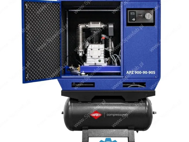 Airpress Cichy kompresor dwutłokowy APZ 900-90-90S 10 bar 7.5 KM/5.5 kW 611 l/min 2×90 l - połączenie gwiazda-trójkąt