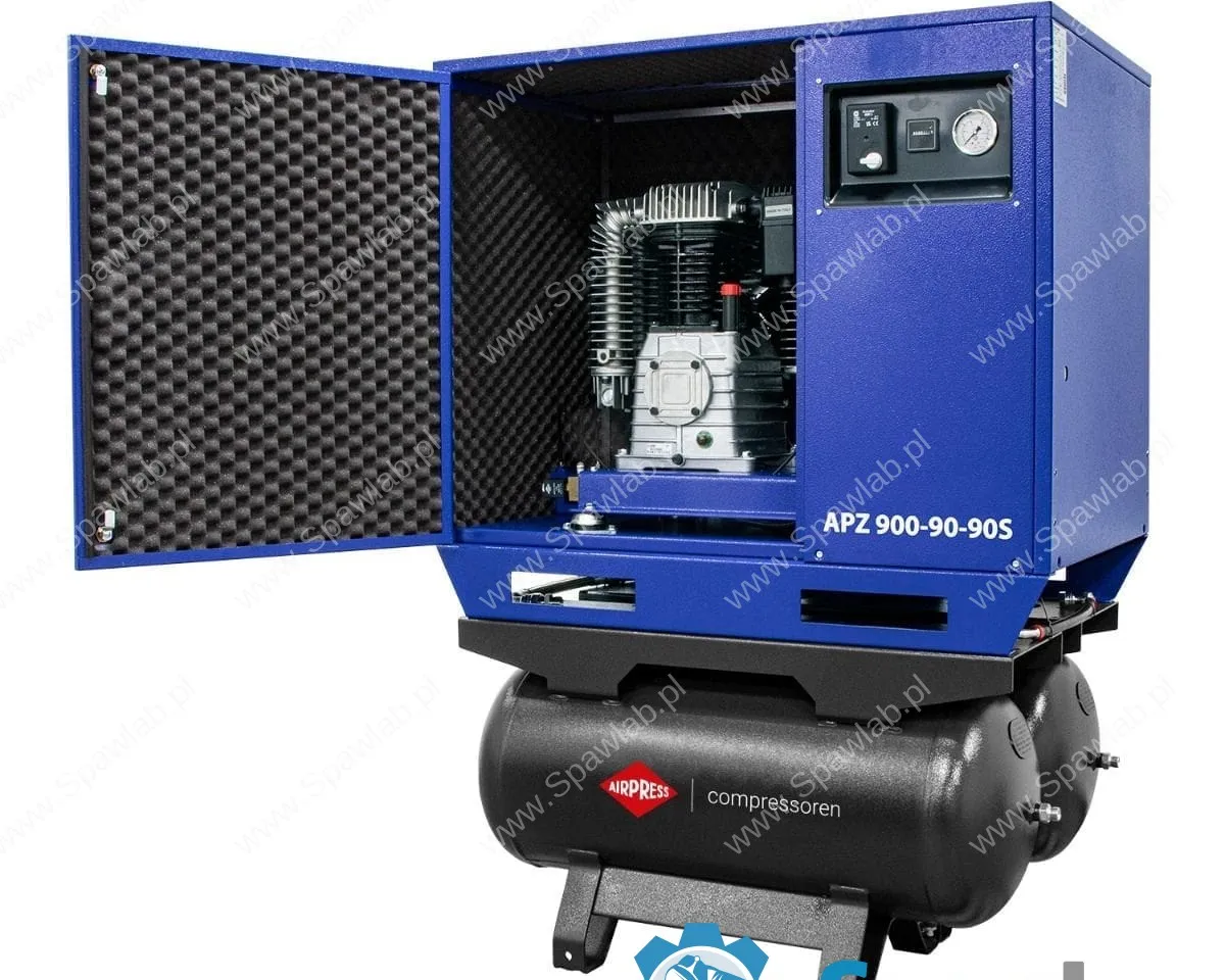 Airpress Cichy kompresor dwutłokowy APZ 900-90-90S 10 bar 7.5 KM/5.5 kW 611 l/min 2×90 l - połączenie gwiazda-trójkąt, zdjęcie 3