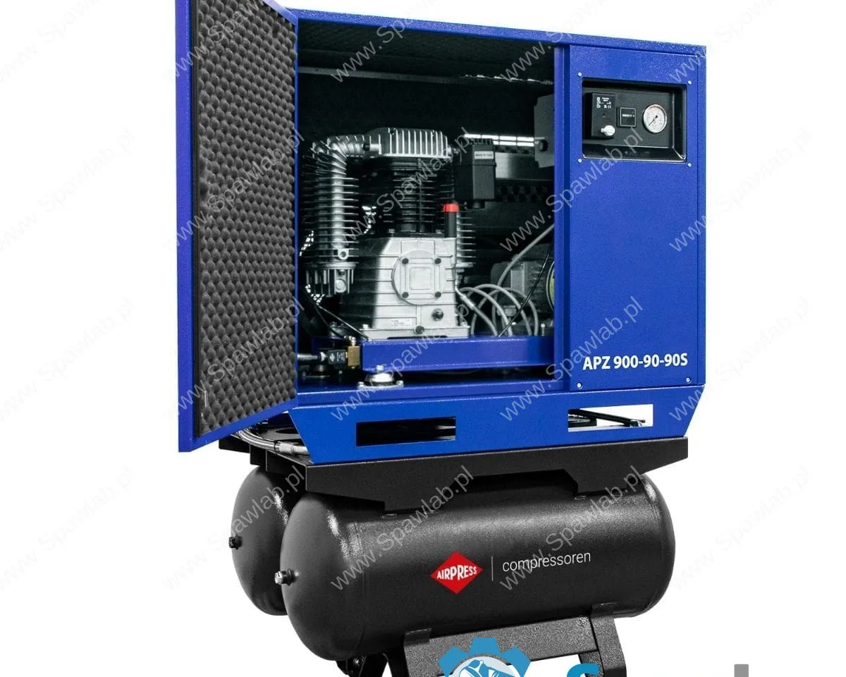 Airpress Cichy kompresor dwutłokowy APZ 900-90-90S 10 bar 7.5 KM/5.5 kW 611 l/min 2×90 l - połączenie gwiazda-trójkąt, zdjęcie 5