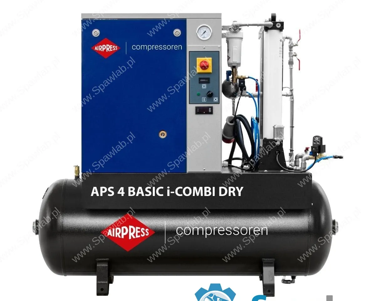 Airpress Kompresor śrubowy APS 4 Basic i-Combi Dry 10 bar 4 KM/3 kW 366 l/min 200L z adsorpcyjnym zestawem filtracyjnym OFAG4