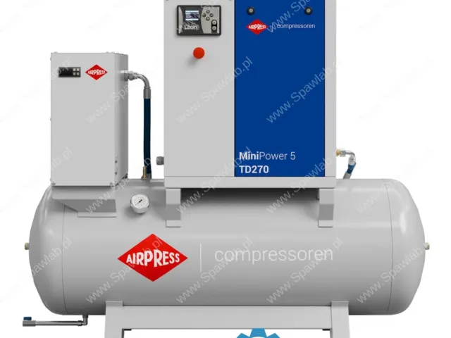 Airpress Kompresor śrubowy MiniPower 4 TD270 | 4.0 KM / 3.0 kW | 385 L/min | 270 L