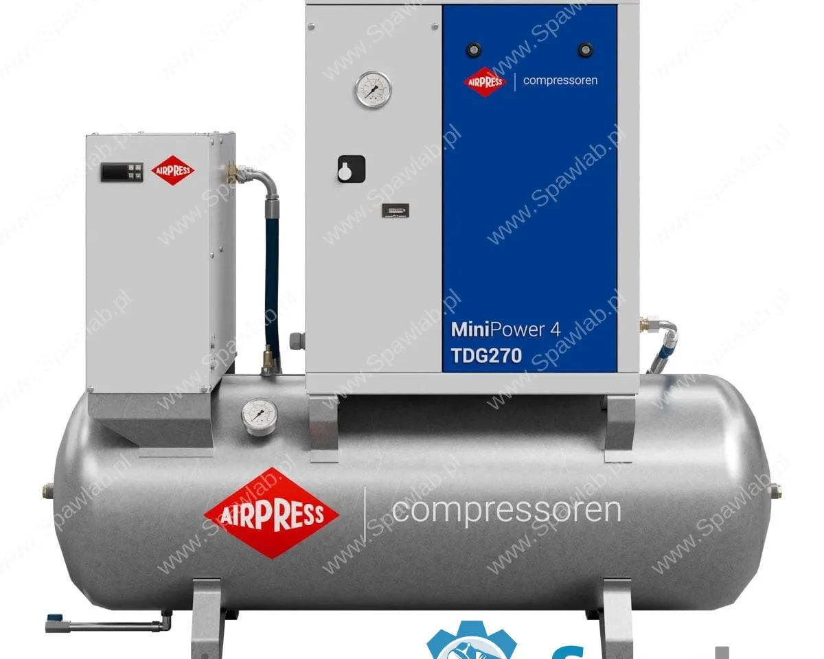 Airpress Kompresor śrubowy MiniPower 4 TDG270 | 4.0 KM / 3.0 kW | 385 L/min | 270 L galwanizowany