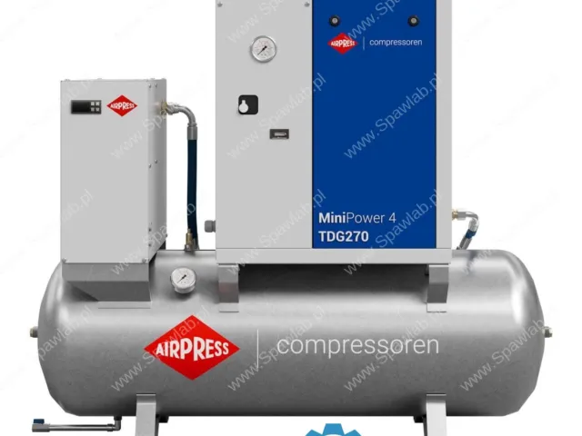 Airpress Kompresor śrubowy MiniPower 4 TDG270 | 4.0 KM / 3.0 kW | 385 L/min | 270 L galwanizowany