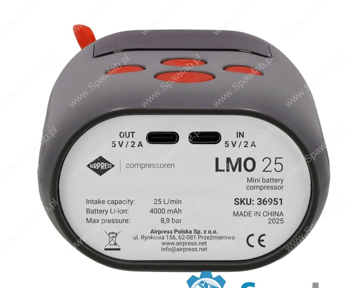 Airpress Mini kompresor LMO 25 z power bankiem i latarką 8 bar 25 l/min 4000 mAh 5V, zdjęcie 6
