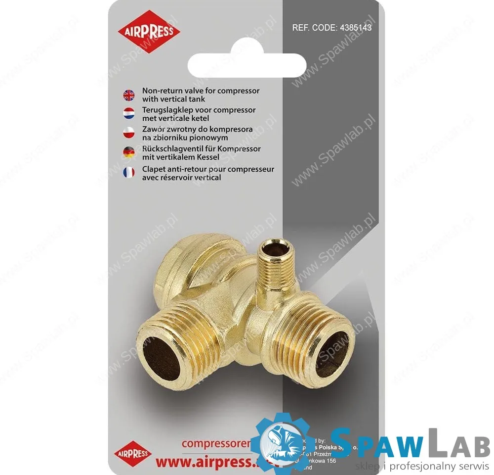 Airpress Zawór zwrotny do kompresora pionowego 1/2" x 1/2" x 1/8" (do modeli 50l), zdjęcie 6