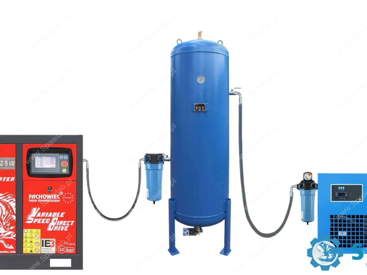 Profi Kompressoren sprężarka śrubowa VSD 15 kW 720-1800 l/min. 10bar + zbiornik 500l + separator + osuszacz + filtry P i M + osprzęt
