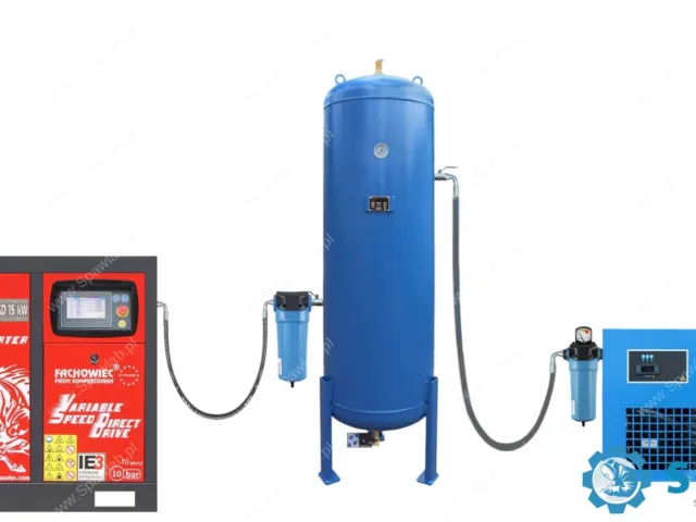 Profi Kompressoren sprężarka śrubowa VSD 15 kW 720-1800 l/min. 10bar + zbiornik 500l + separator + osuszacz + filtry P i M + osprzęt