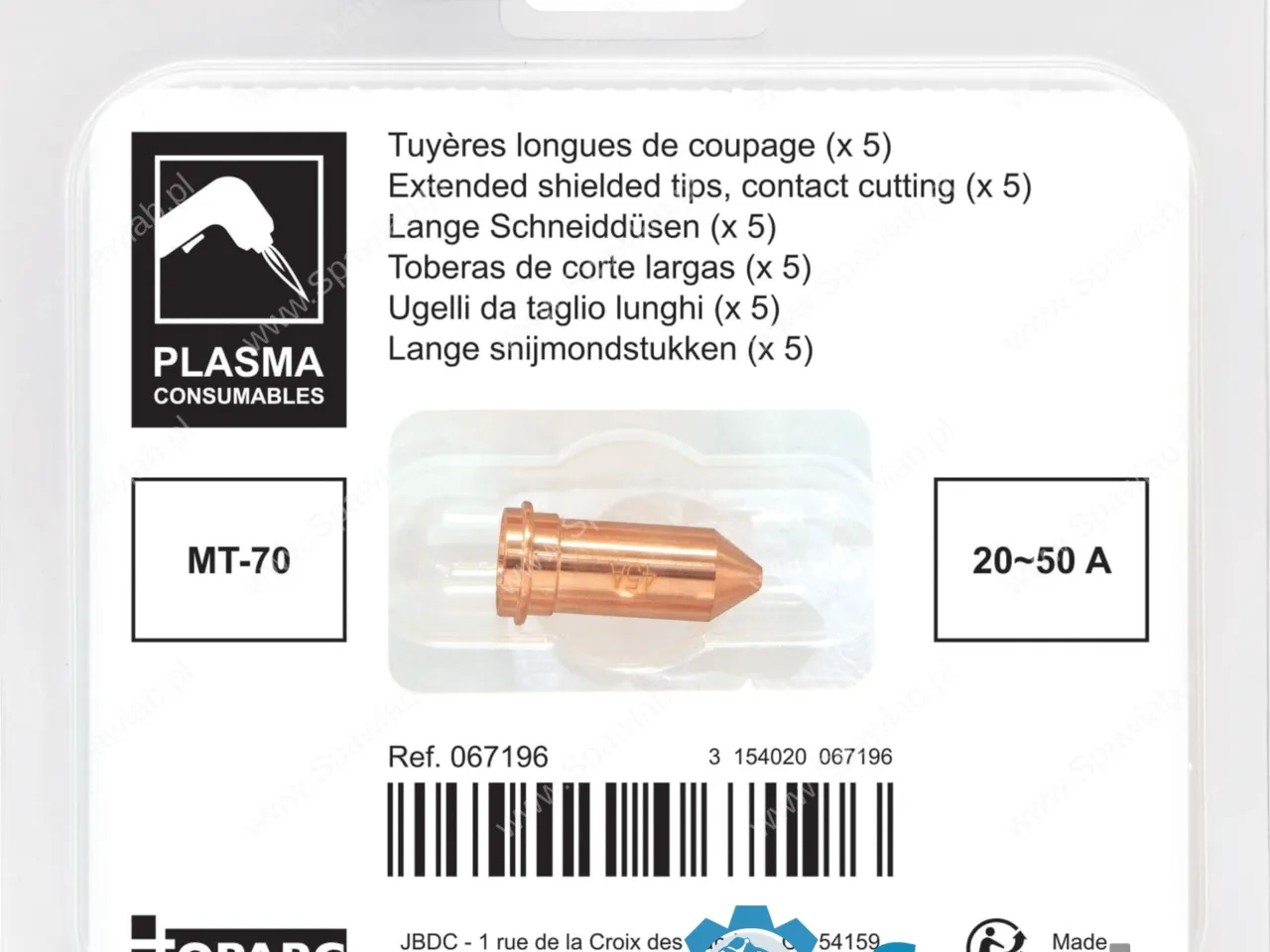 GYS 5 Long Cutting Tips 20/50A - Plasma Torch MT-70 67196, zdjęcie 2