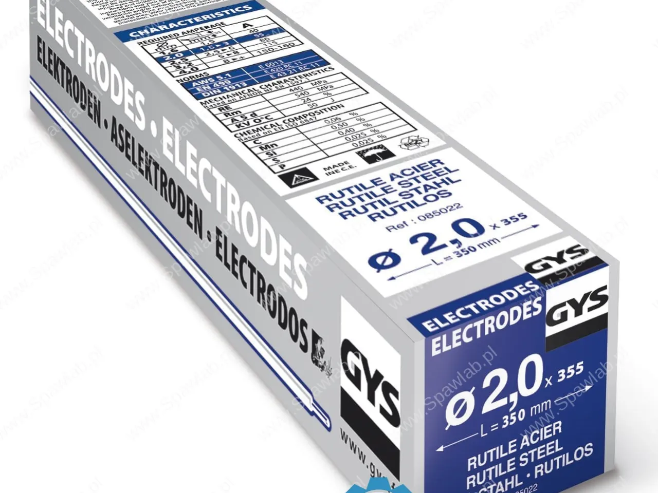 GYS Elektrody Rutylowe 355 STAL TYP GY38 Ø2.0 85022