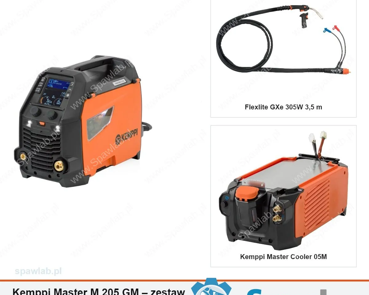 Kemppi Master M 205 GM, chłodzony cieczą, uchwyt GXe 305W 3,5 m