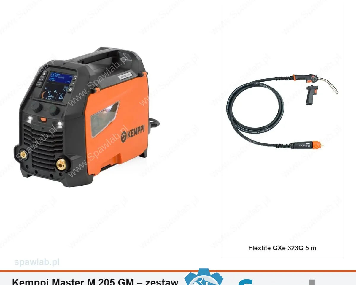 Kemppi Master M 205 GM, chłodzony gazem, uchwyt GXe 323G 5 m