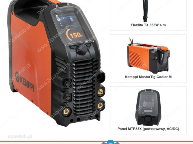 Kemppi Master T 355 ACDC G, chłodzony cieczą, panel podstawowy, uchwyt TX 353W 4 m