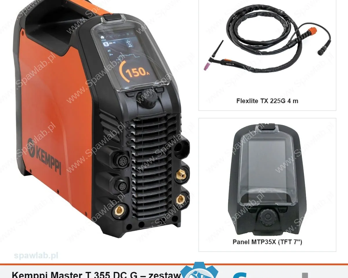 Kemppi Master T 355 DC G, chłodzony gazem, panel TFT 7″, uchwyt TX 225G 4 m