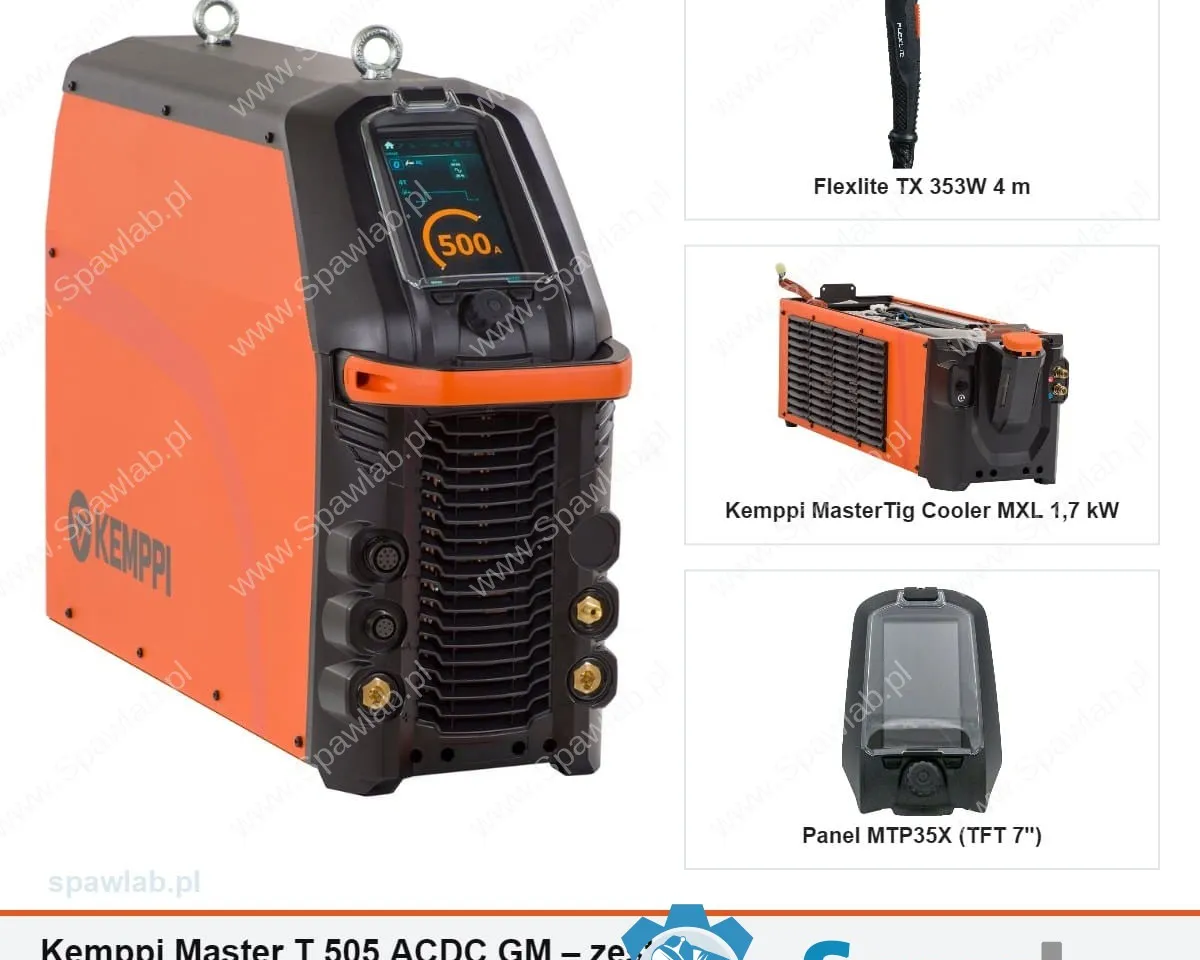 Kemppi Master T 505 ACDC GM, chłodzony cieczą, panel TFT 7″, uchwyt TX 353W 4 m