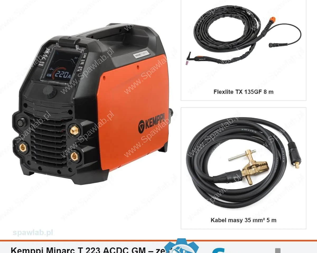 Kemppi Minarc T 223 ACDC GM, chłodzony gazem, uchwyt TX 135GF 8 m
