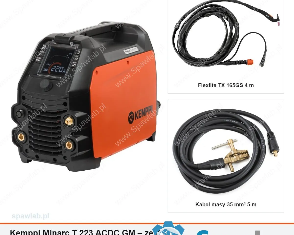 Kemppi Minarc T 223 ACDC GM, chłodzony gazem, uchwyt TX 165GS 4 m