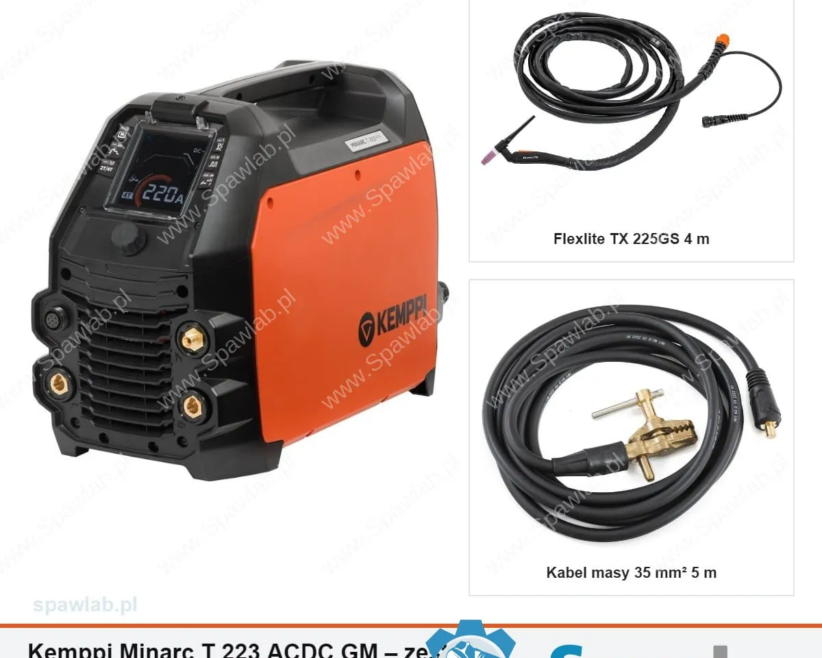 Kemppi Minarc T 223 ACDC GM, chłodzony gazem, uchwyt TX 225GS 4 m