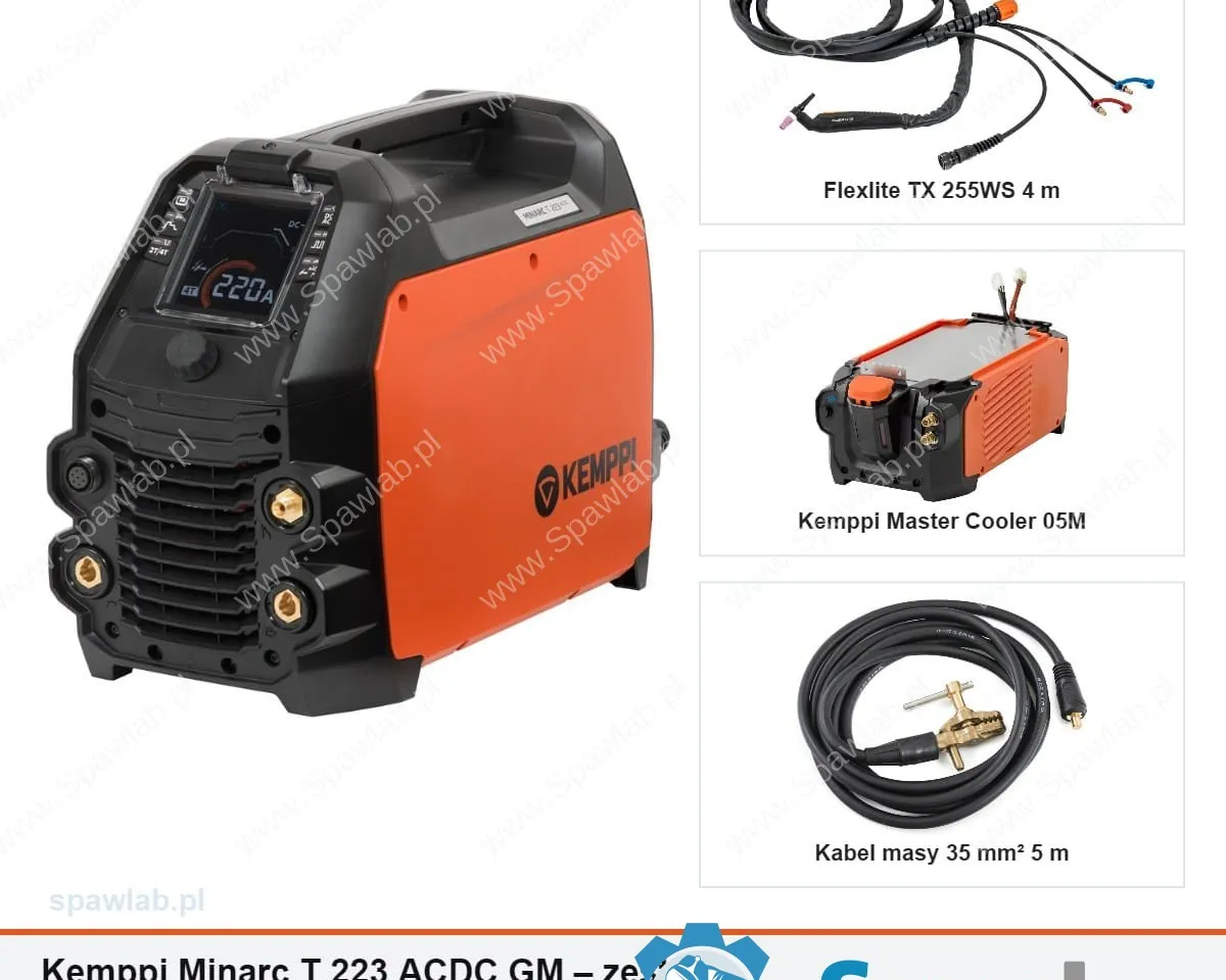 Kemppi Minarc T 223 ACDC GM, chłodzony cieczą, uchwyt TX 255WS 4 m