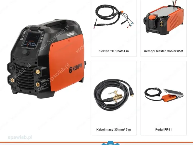 Kemppi Minarc T 223 ACDC GM, chłodzony cieczą, uchwyt TX 355W 4 m + pedał FR41