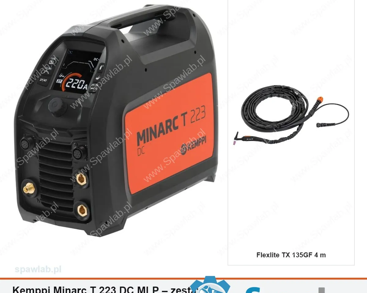 Kemppi Minarc T 223 DC MLP, chłodzony gazem, uchwyt TX 135GF 4 m