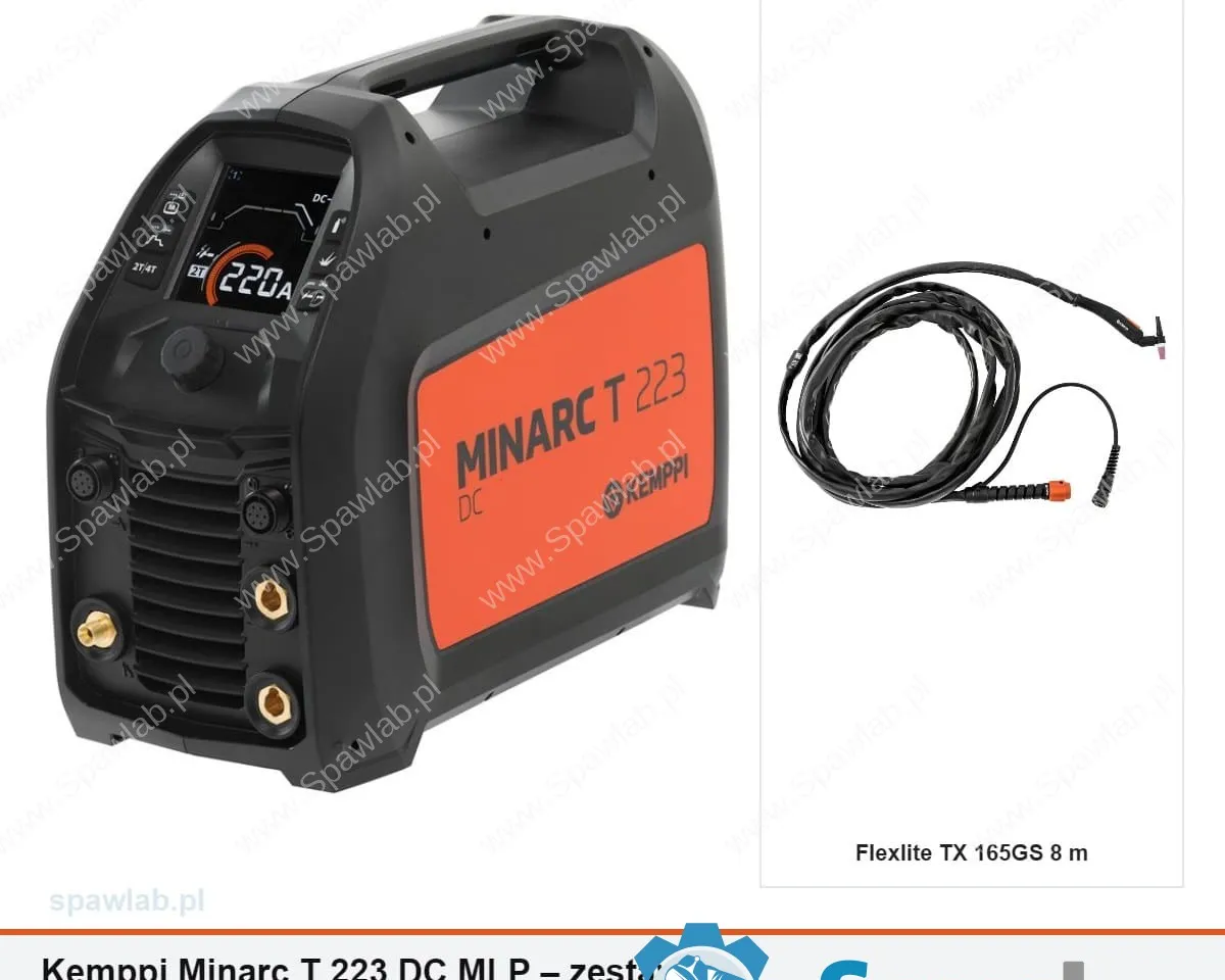 Kemppi Minarc T 223 DC MLP, chłodzony gazem, uchwyt TX 165GS 8 m
