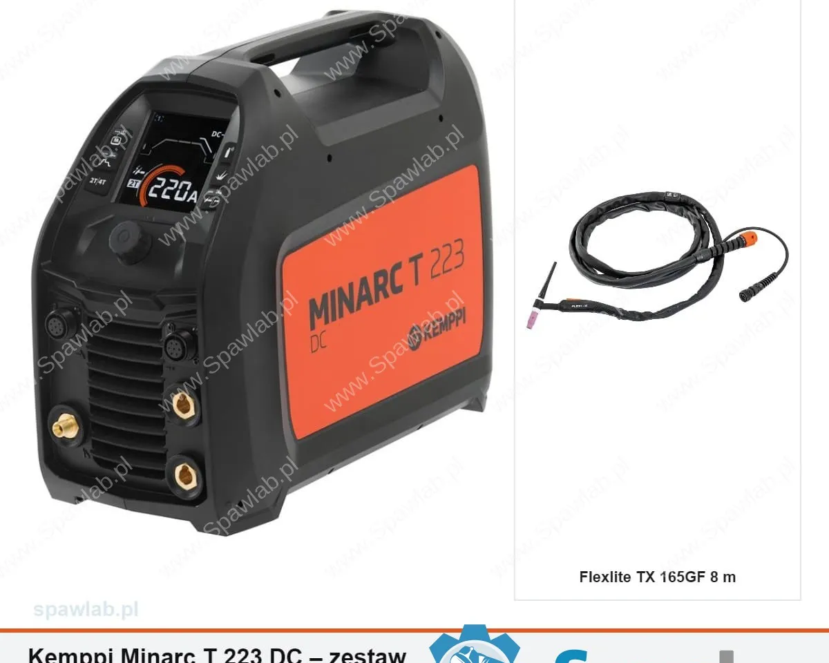 Kemppi Minarc T 223 DC, chłodzony gazem, uchwyt TX 165GF 8 m
