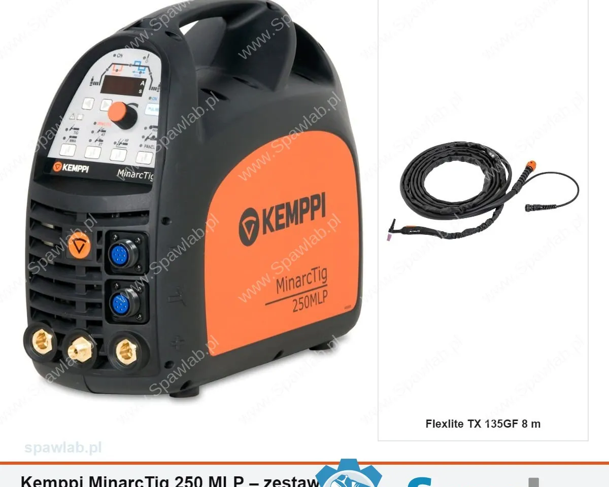Kemppi MinarcTig 250 MLP, chłodzony gazem, uchwyt TX 135GF 8 m