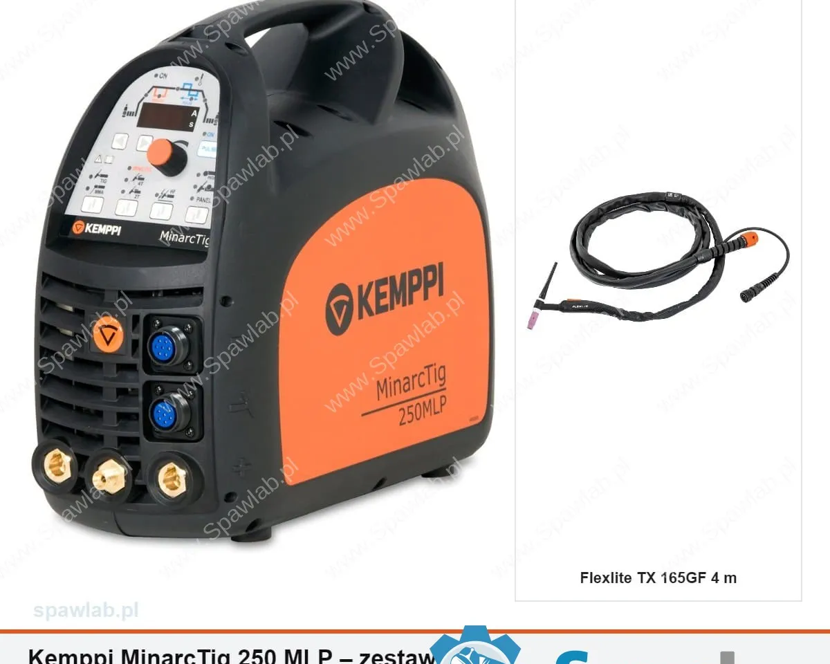 Kemppi MinarcTig 250 MLP, chłodzony gazem, uchwyt TX 165GF 4 m