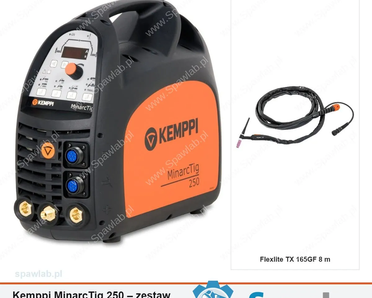 Kemppi MinarcTig 250, chłodzony gazem, uchwyt TX 165GF 8 m