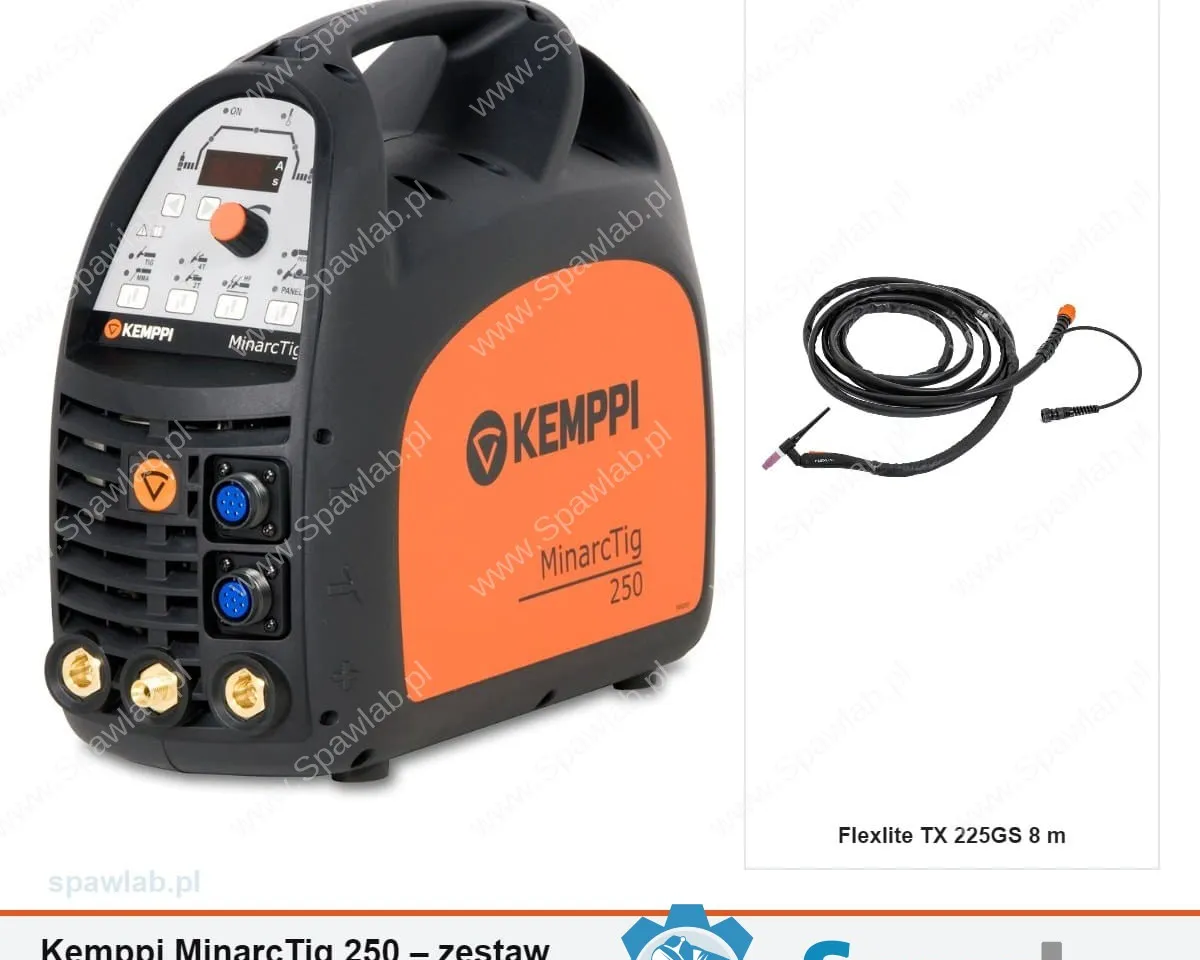 Kemppi MinarcTig 250, chłodzony gazem, uchwyt TX 225GS 8 m