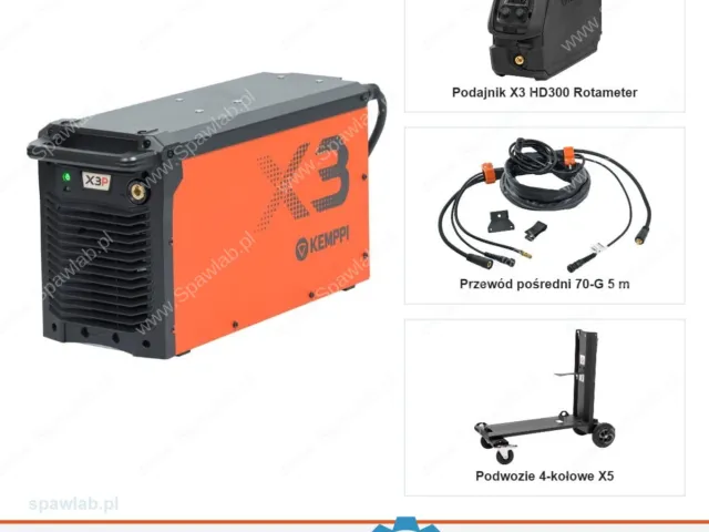 Kemppi X3 FastMig Pulse 450 G, chłodzony gazem, podajnik HD300 Rotameter, przewód 5 m