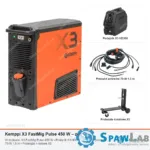 Kemppi X3 FastMig Pulse 450 W, chłodzony cieczą, podajnik HD300, przewód 1,5 m