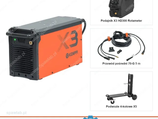 Kemppi X3 FastMig Syn 420 G, chłodzony gazem, podajnik HD300 Rotameter, przewód 5 m