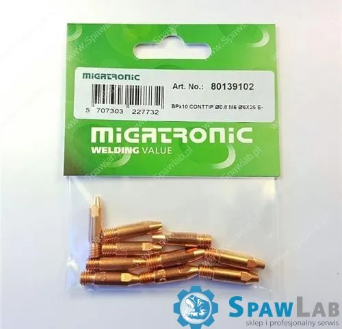 Migatronic Końcówka prądowa Ø0.8 M6 Ø6×25 E-Cu (Zestaw 10 szt.)