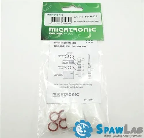 Migatronic Zestaw Pyrex do przewodów gazowych TIG 101/301/321 (2x dysza, 4xO-ring)