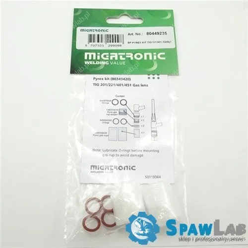 Migatronic Zestaw Pyrex do przewodów gazowych TIG 101/301/321 (2x dysza, 4xO-ring)