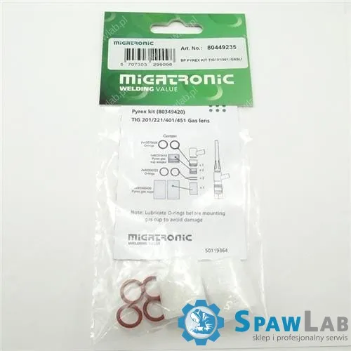 Migatronic Zestaw Pyrex z soczewką gazową do palnika TIG 101/301