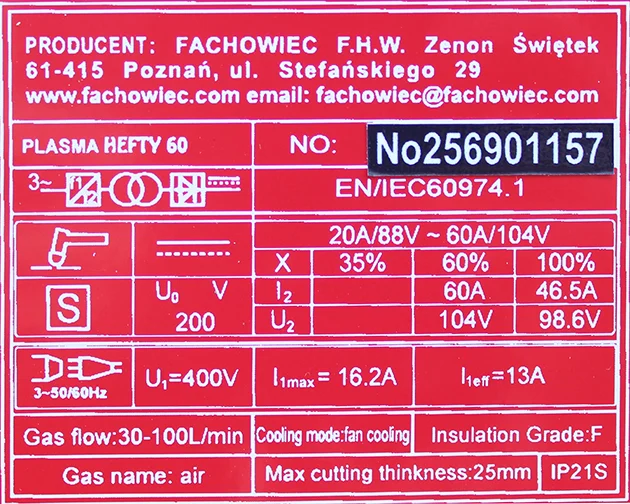 Plazma Przecinarka plazmowa HEFTY II 60 Welder Fantasy HOT, zdjęcie 7