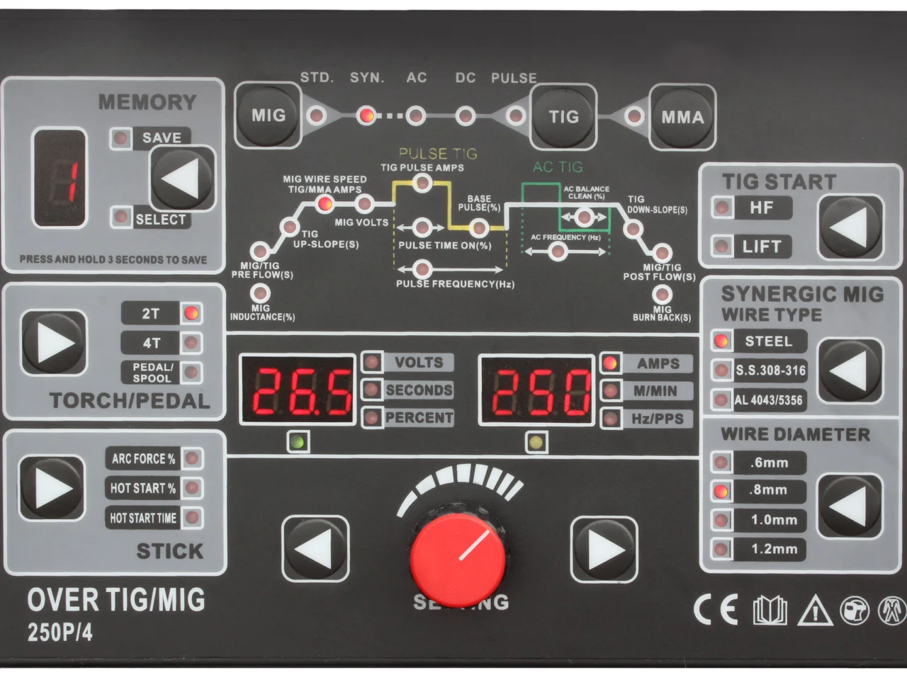 Półautomat spawalniczy 3w1 OVER 250 230V 4x4-15KG MIG/MAG/TIG AC/DC/ MMA Welder Fantasy 230V, zdjęcie 3