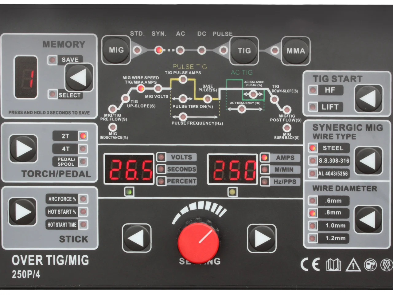 Półautomat spawalniczy 3w1 OVER 250 230V 4x4-15KG MIG/MAG/TIG AC/DC/MMA+chłodnica+wózek Welder Fantasy, zdjęcie 3