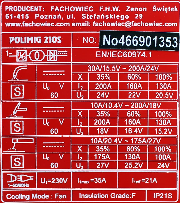 Półautomat spawalniczy inwerterowy 3w1 POLIMIG 210 MIG/MAG TIG MMA Welder Fantasy + komplet uchwytów 230V, zdjęcie 2