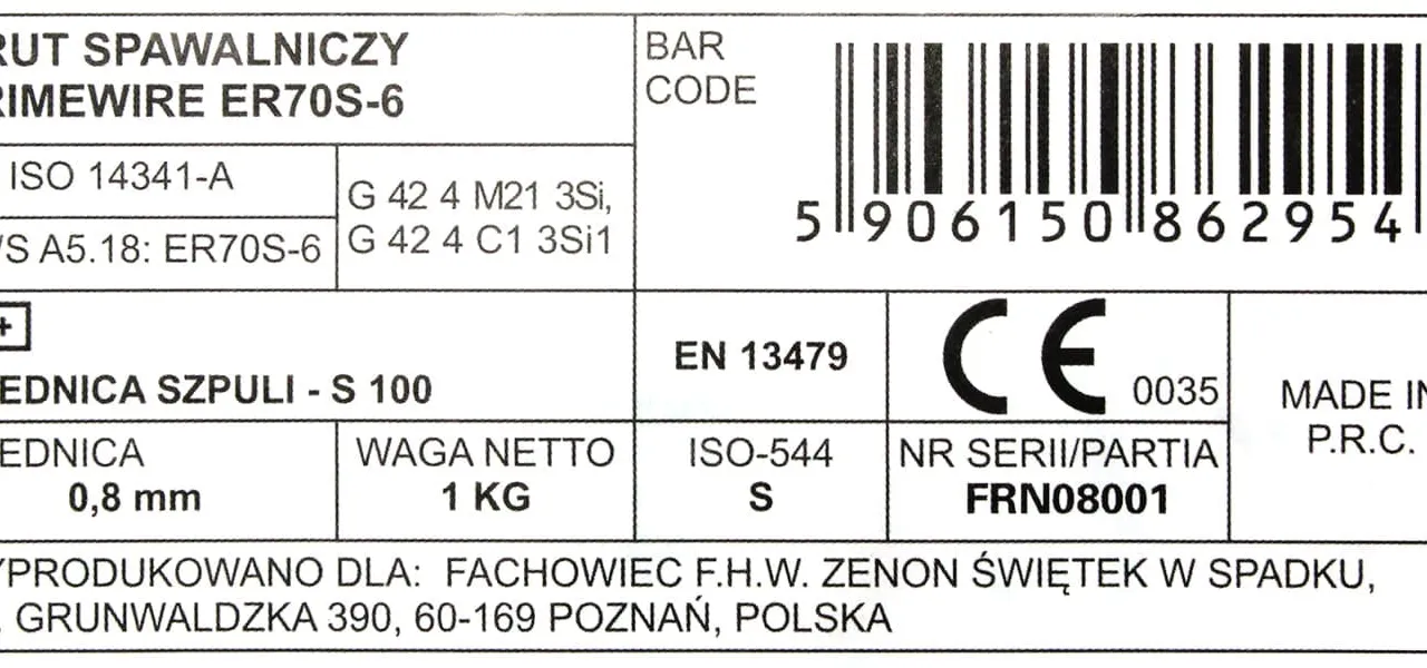 PrimeWire MAG drut spawalniczy ER70S-6 G3Si1 SG2 0.8mm 1kg S100 szpula plastykowa., zdjęcie 5