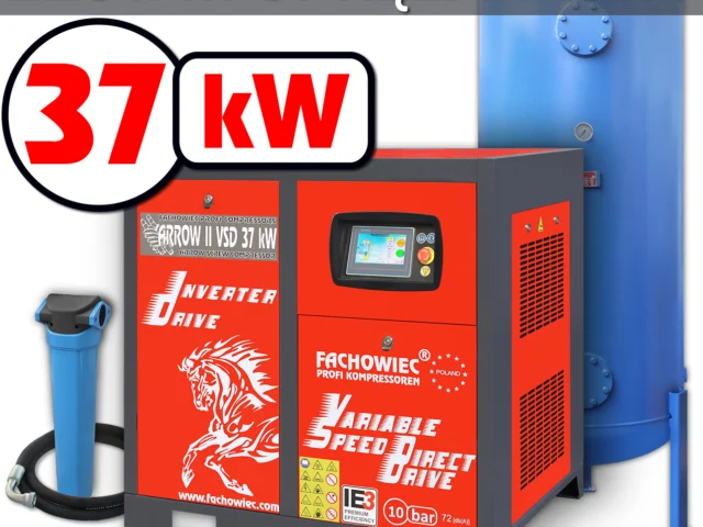 Profi Kompressoren sprężarka śrubowa VSD 37 kW 2040-5600 l/min. 10bar + zbiornik 1000l + separator