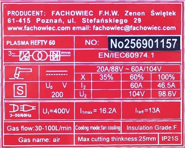 Przecinarka plazmowa HEFTY II 60 Welder Fantasy, zdjęcie 7