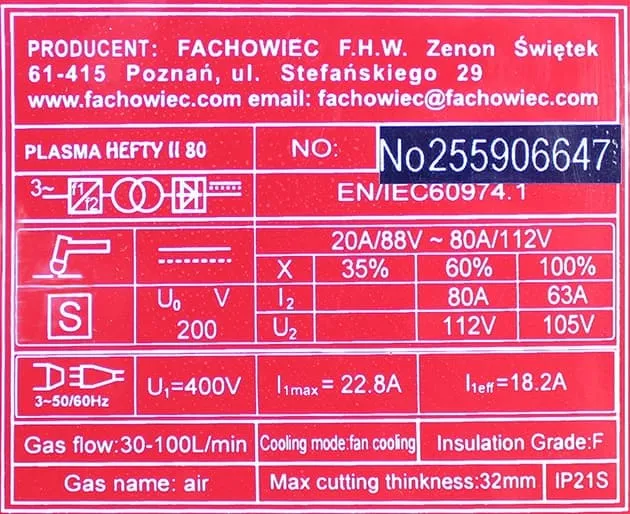 Przecinarka plazmowa HEFTY II 80 Welder Fantasy HOT, zdjęcie 7