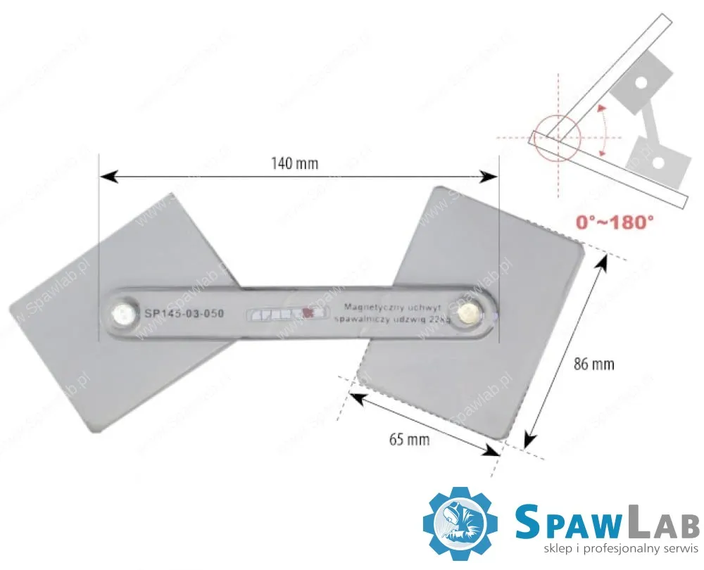 Spartus Magnetyczny uchwyt spawalniczy - regulowany kąt udźwig 22kg