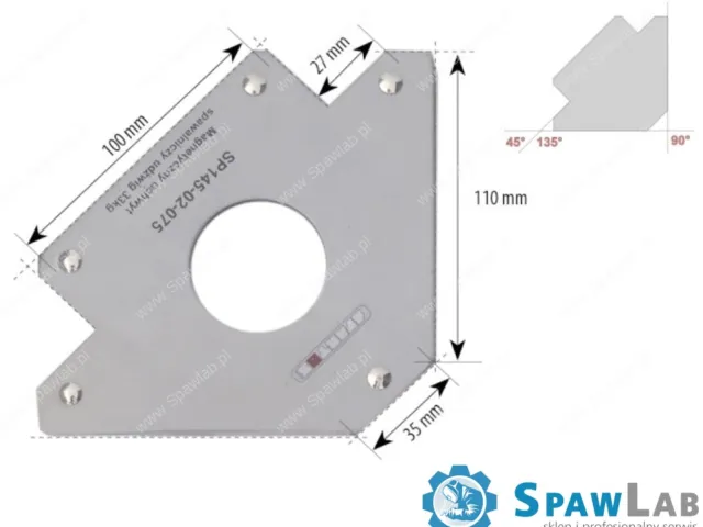 Spartus Magnetyczny uchwyt spawalniczy strzałka udźwig: 33kg